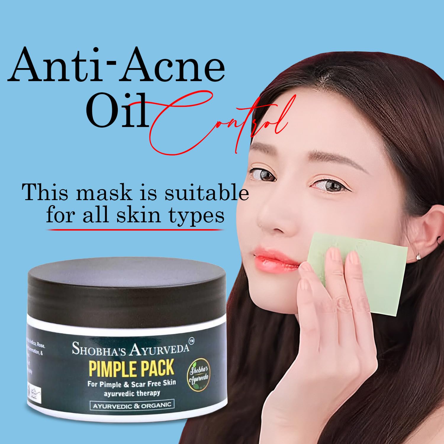 Shobha's Ayurveda Anti Acne Face Pack - Natural Acne Treatment for Oily Skin, Deep Cleansing Pore Minimizer with Moisturizing & Brightening Effects (Pack of 3) | Perfect for Daily Skincare Routine & Teenage Acne Care
