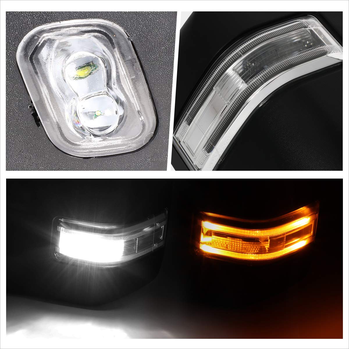 Pair of Power Heated Towing Mirrors with LED Turn Signals - Compatible with 2015-2018 Ford F150, Black - Perfect for Enhanced Visibility & Safety While Towing Trailers or Campers