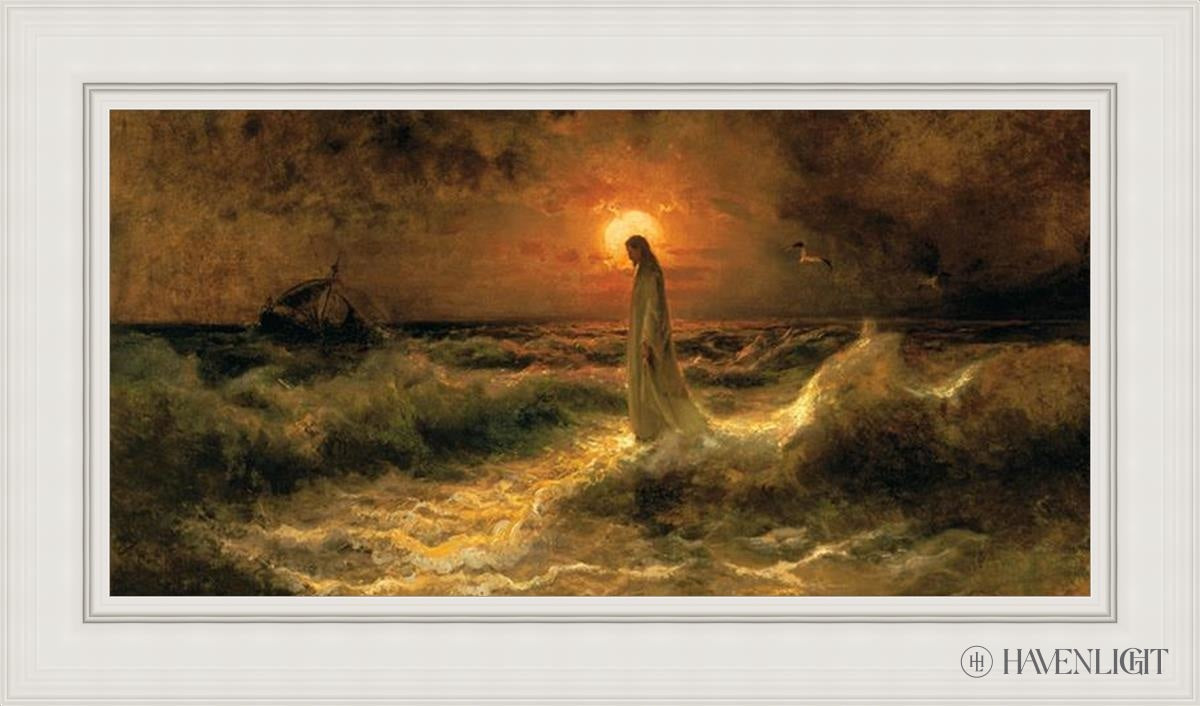 Christ Walking On The Water - Religious Wall Art Decor for Home, Church & Office - Inspirational Christian Painting for Faith-Based Interiors