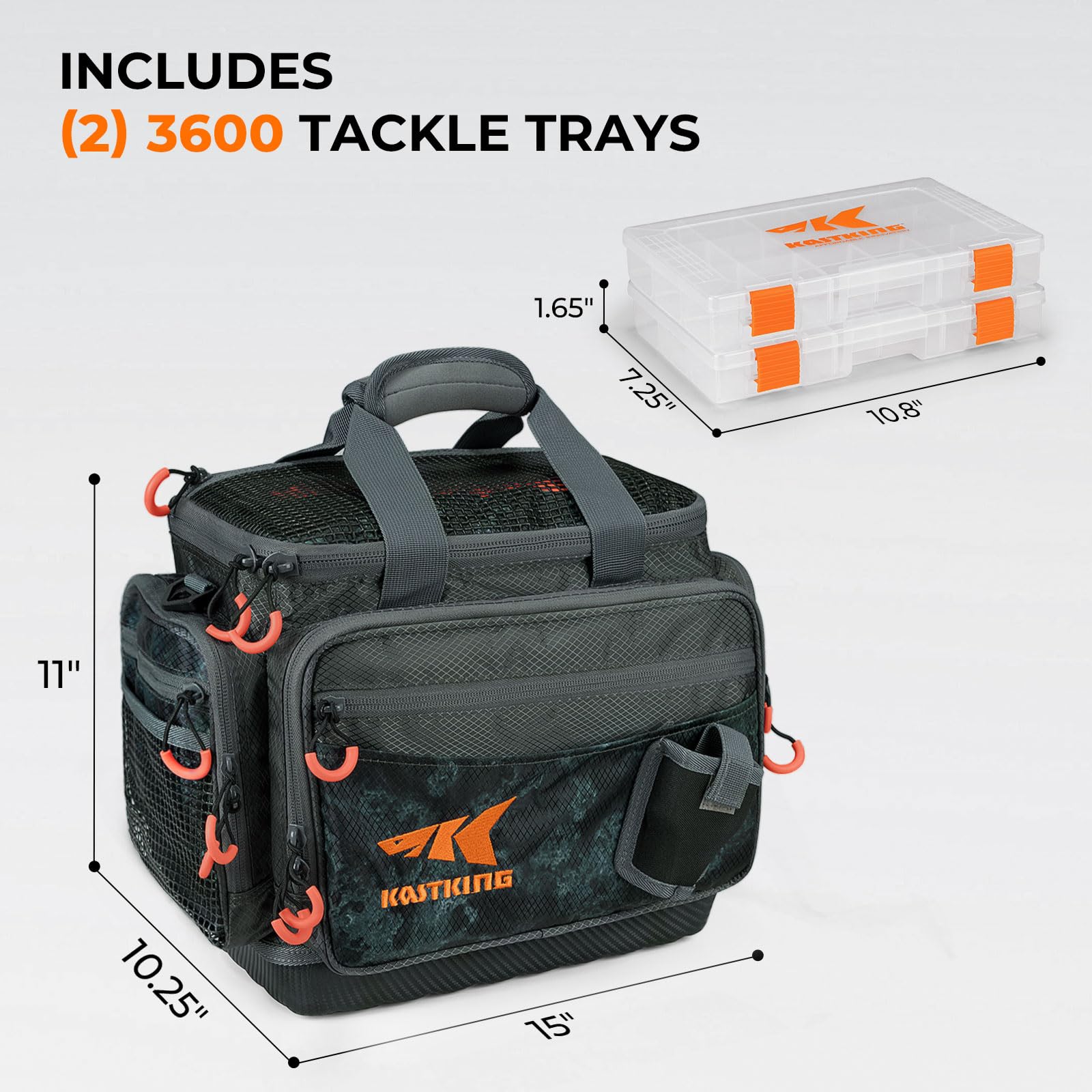 **KastKing Waterproof Fishing Tackle Bags - Saltwater Resistant Fishing Gear Storage for Bass, Trout & Saltwater Fishing - Durable Tackle Organizer for Boat, Kayak & Shore Fishing**