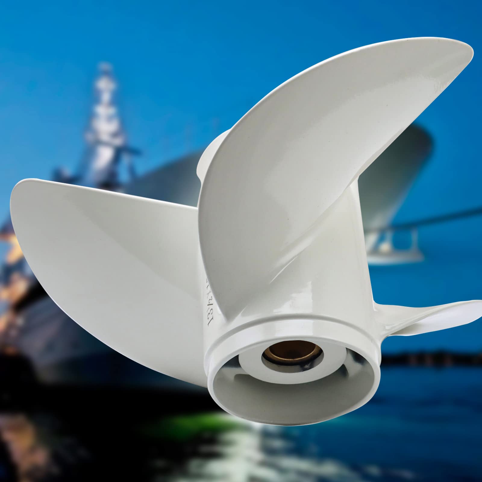High-Performance 3-Blade Outboard Propeller for Yamaha 60HP-130HP Engines - 15 Tooth RH White - Perfect for Boating, Fishing & Water Sports