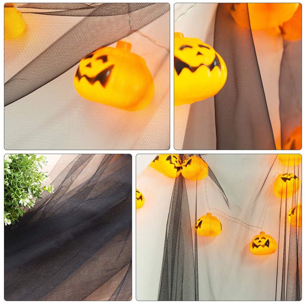 Hemobllo Halloween Mesh Fabric - Black Gauze Cloth for DIY Scary Decorations, Spider Web Decoration, Party & Home Decor - Perfect for Halloween Parties, Haunted Houses & Themed Events