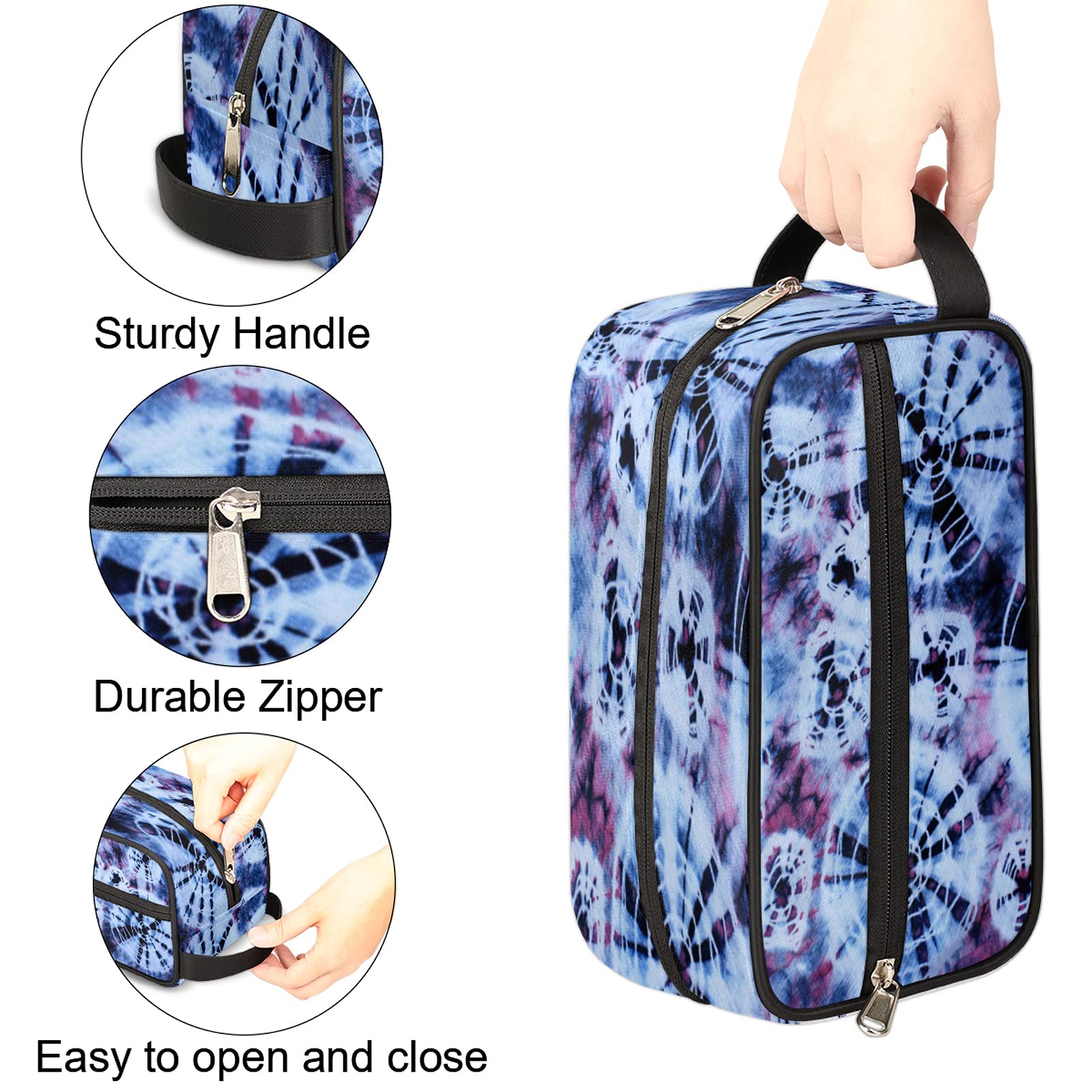 Boho Tie Dye Travel Toiletry Bag for Women & Men - Waterproof Cosmetic Makeup Organizer with Large Capacity - Perfect for Toiletries, Shaving Kit & Travel Accessories - Ideal for Vacation, Camping & Business Trips