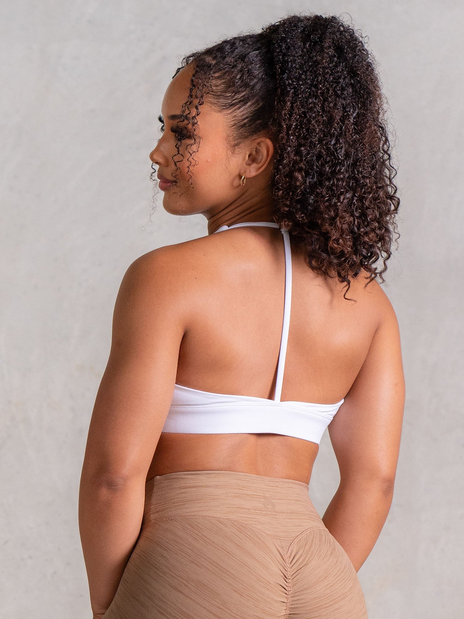 Women's Icon V Neck Sports Bra - Breathable & Supportive Workout Top for Running, Yoga & Gym - White