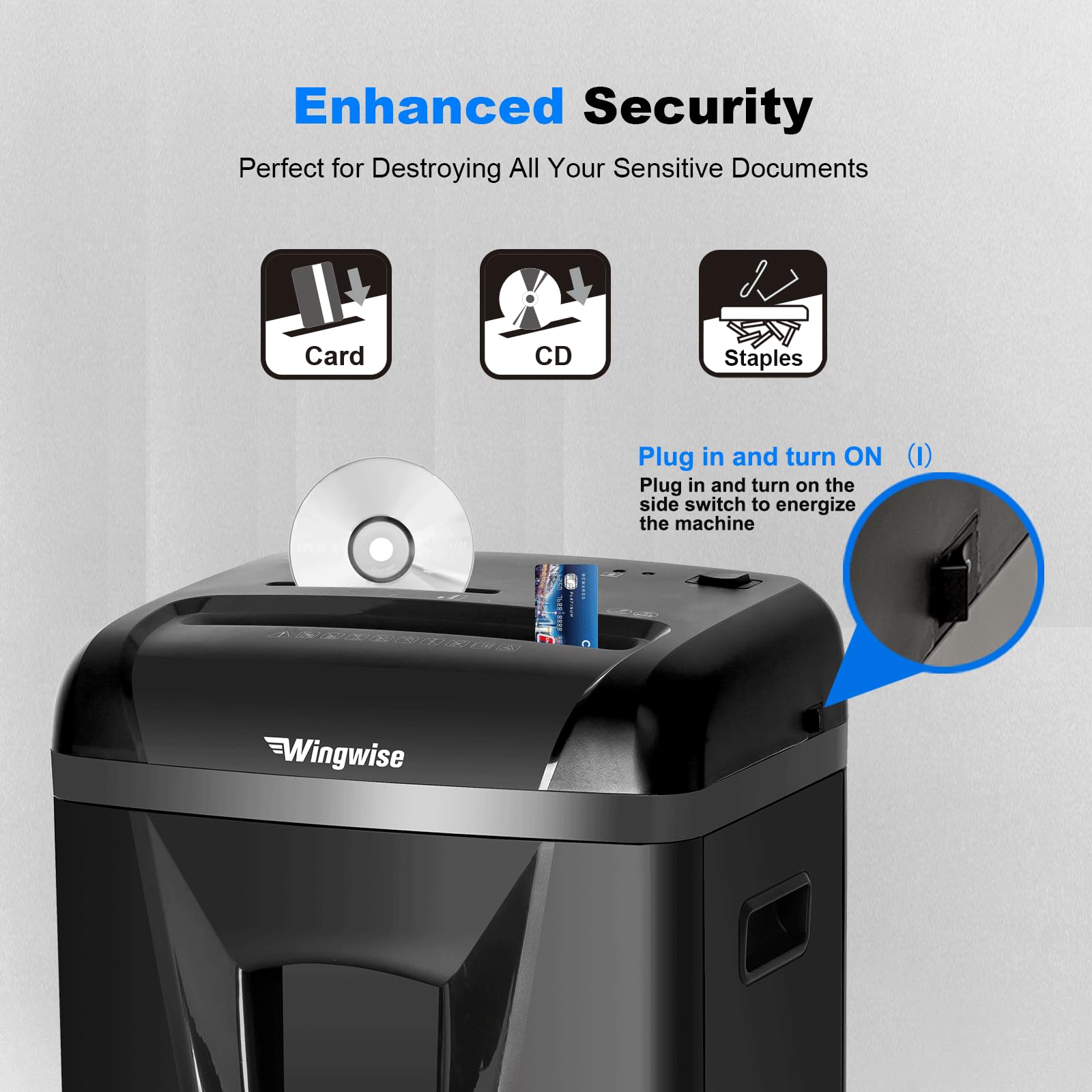 High-Security Micro-Cut Paper Shredder for Home & Office - P-5 Model with 2x12mm Cut Size, 9-Sheet Capacity, 2.4m/min Speed | Shreds CDs, Credit Cards | 5.8 Gallon Bin | 58dB Quiet Operation | Perfect for Confidential Document Destruction & Identity Protection