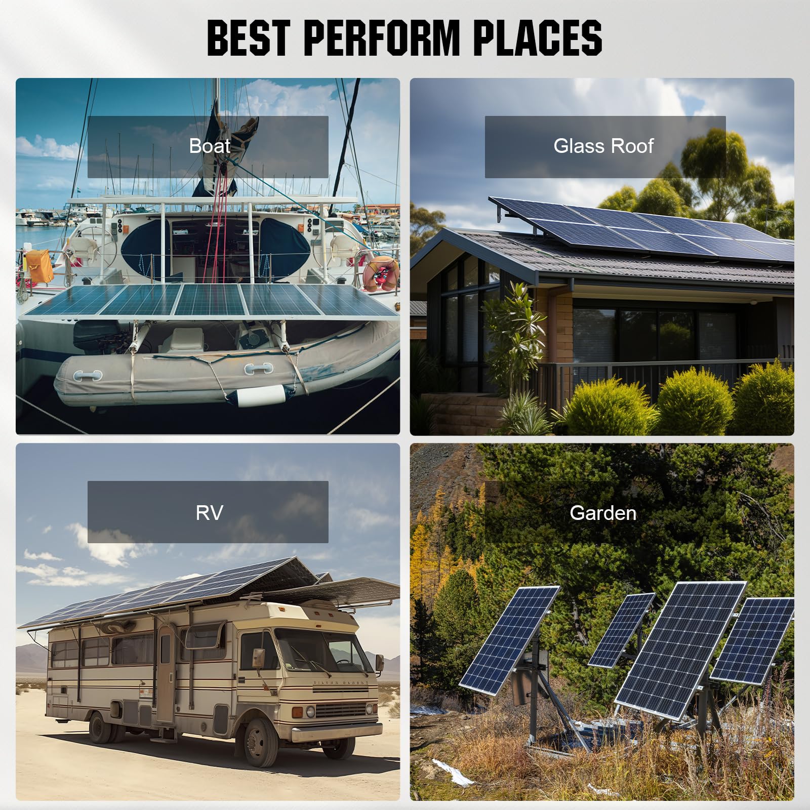 ECO-WORTHY 195W 12V Bifacial Monocrystalline Solar Panel - High Efficiency 12BB Double-Sided PV Module for RV, Shed, Canopy, Farm & Off-Grid Use - Perfect for Solar Charging, Home Power & Outdoor Energy Solutions