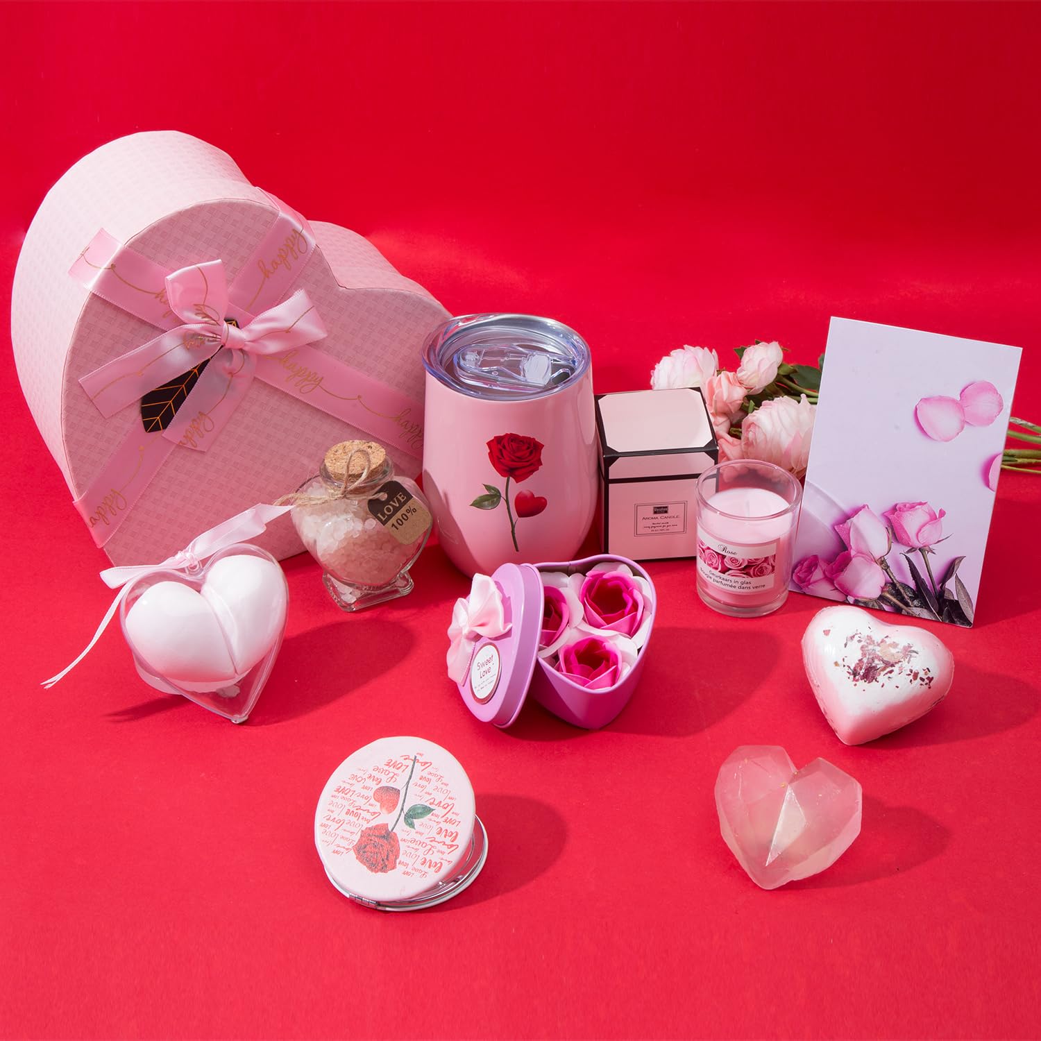Romantic Heart-Shaped Pink Rose Gift Box for Women - Perfect Birthday, Anniversary, Wedding & Engagement Gifts for Girlfriend, Wife & Lover | Elegant Valentine's Day, Mother's Day & Christmas Present with Love Note