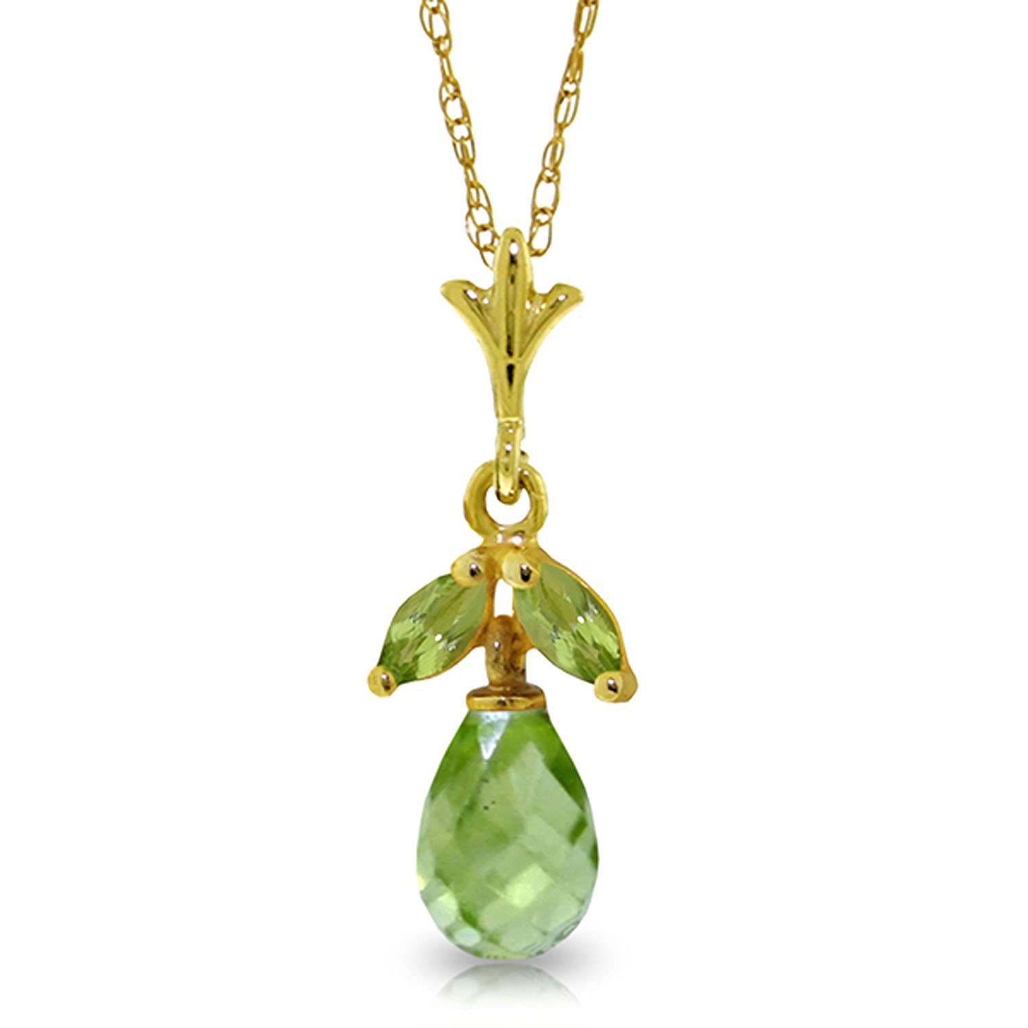 14K Solid Gold Necklace with Natural Peridots - Elegant Galaxy Gold GG Jewelry for Women | Perfect for Gifts, Anniversaries & Special Occasions