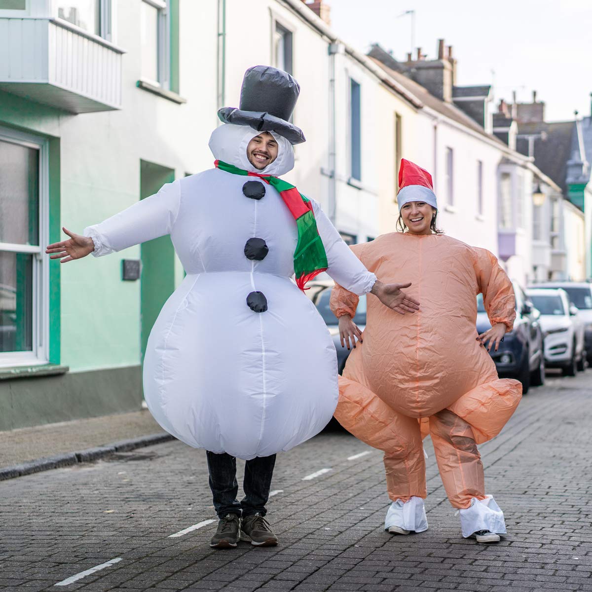 **Funny Christmas Thanksgiving Turkey Inflatable Costume for Adults - One Size Fits Most - Perfect for Holiday Parties, Parades & Festive Events**