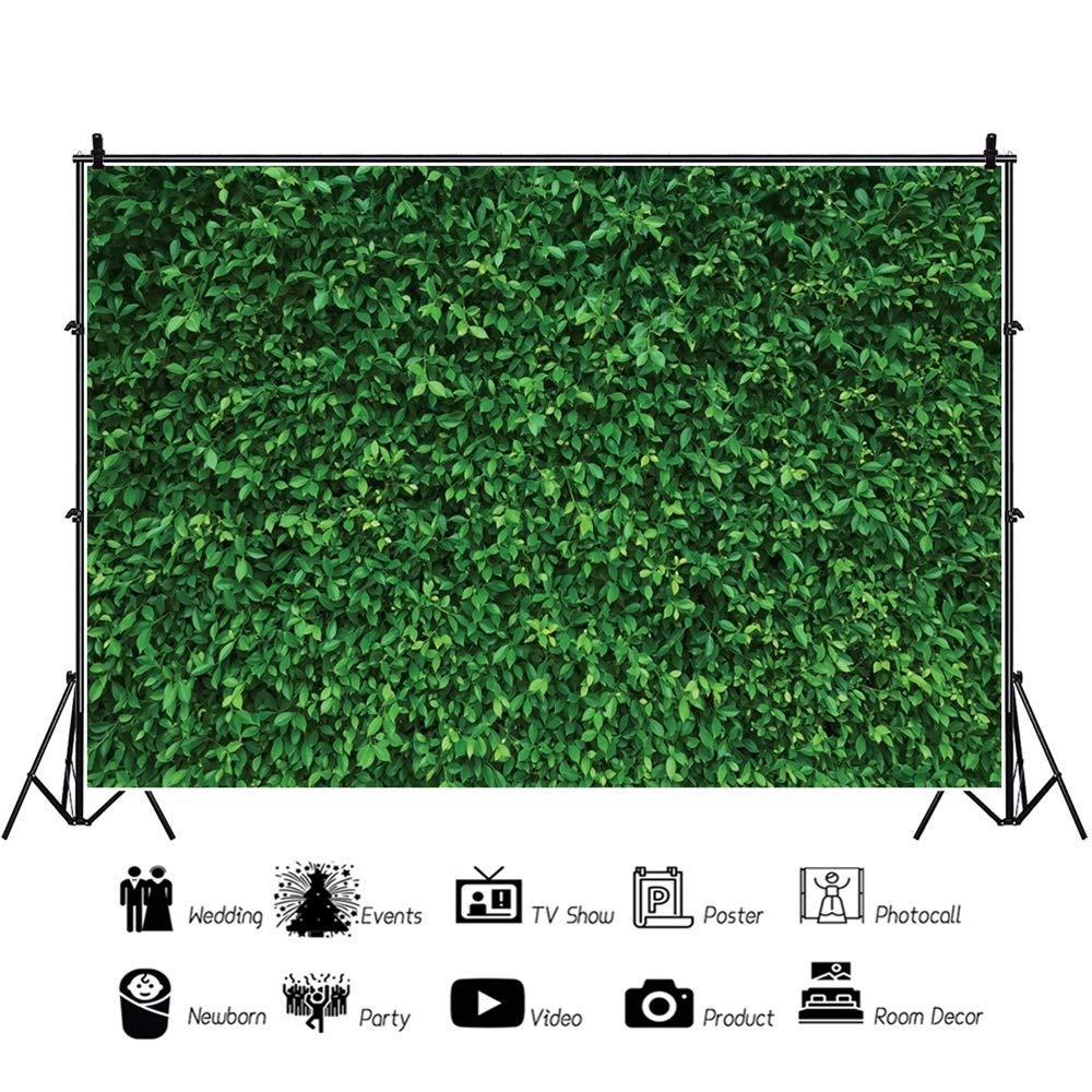 5x3ft Green Leaves Grass Vinyl Backdrop for Cake Smash, 1st Birthday, Baby Shower, Bridal Shower, Grad Party & Photography - Spring Themed Photo Prop for YouTube, Tea Parties & Events