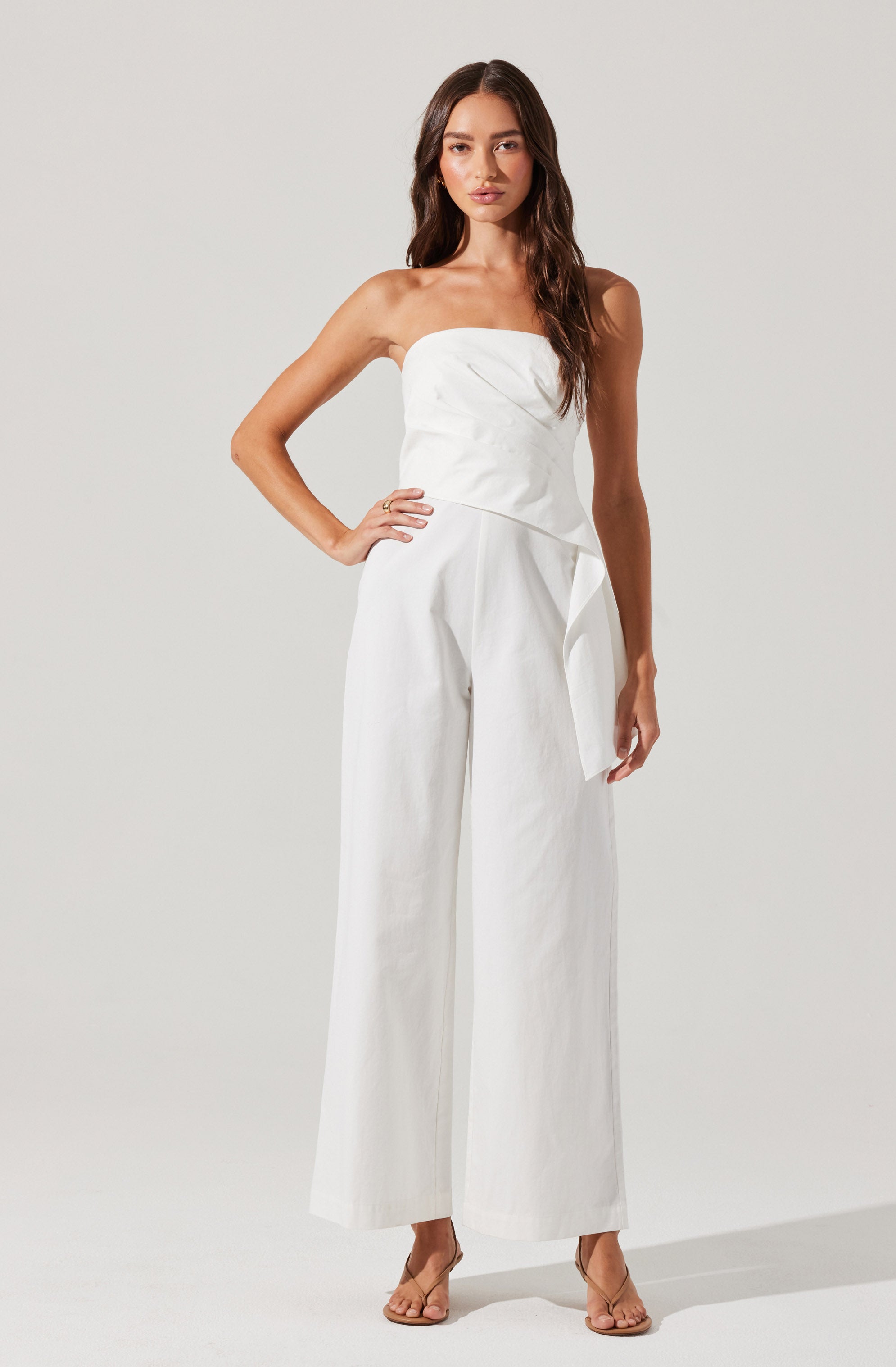 Maciel Strapless Pleated Jumpsuit for Women - Elegant One Shoulder Romper for Summer Weddings, Beach Vacations & Night Out Parties
