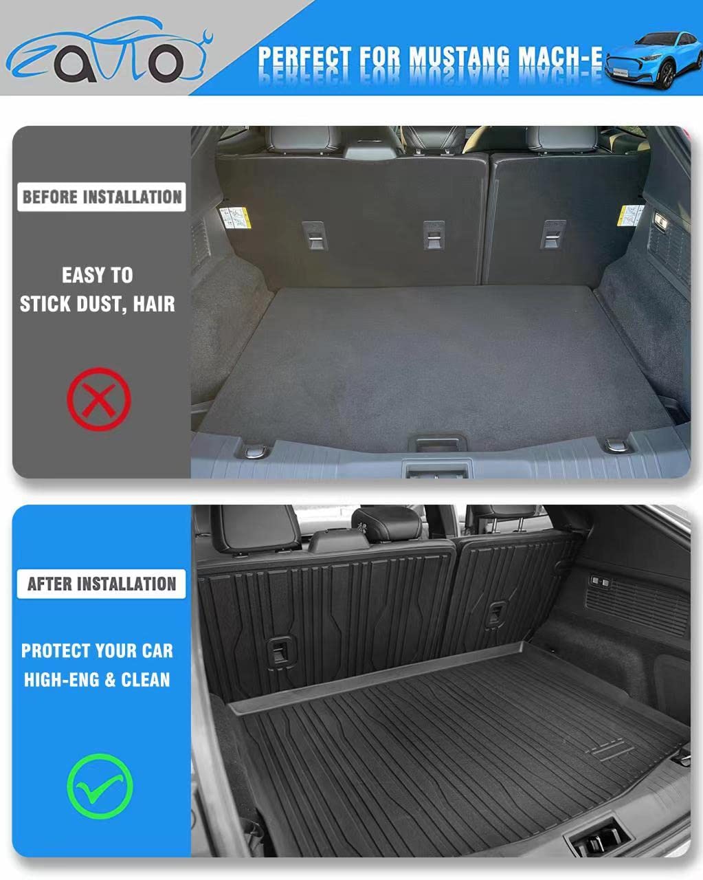 **Premium All-Weather Trunk Mat for Ford Mustang Mach-E (2021-2023) - Heavy Duty Cargo Liner, Pet-Friendly Rear Trunk Protector - Perfect for Road Trips, Groceries & Pet Transport**