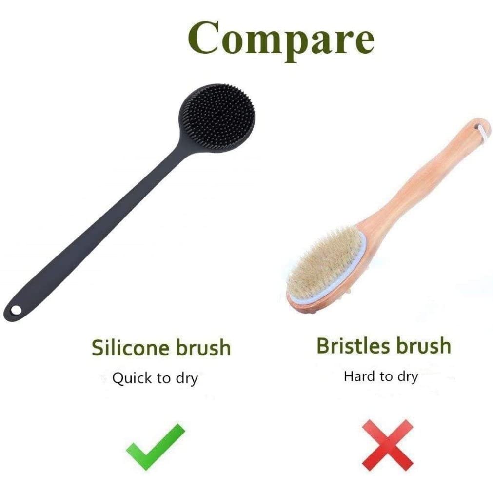 Premium Silicone Back Scrubber & Body Exfoliator - Long Handle Shower Brush for Deep Cleansing & Skin Care | Perfect for Bath, Spa & Relaxation at Home