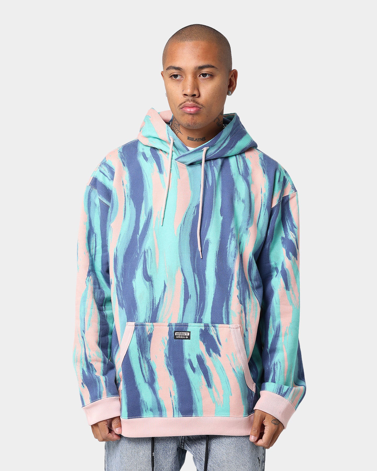 Adidas Women's Marbled Paint Hoodie - Vapour Pink/Mulberry Pullover Sweatshirt | Casual Streetwear for Gym, Running & Everyday Wear