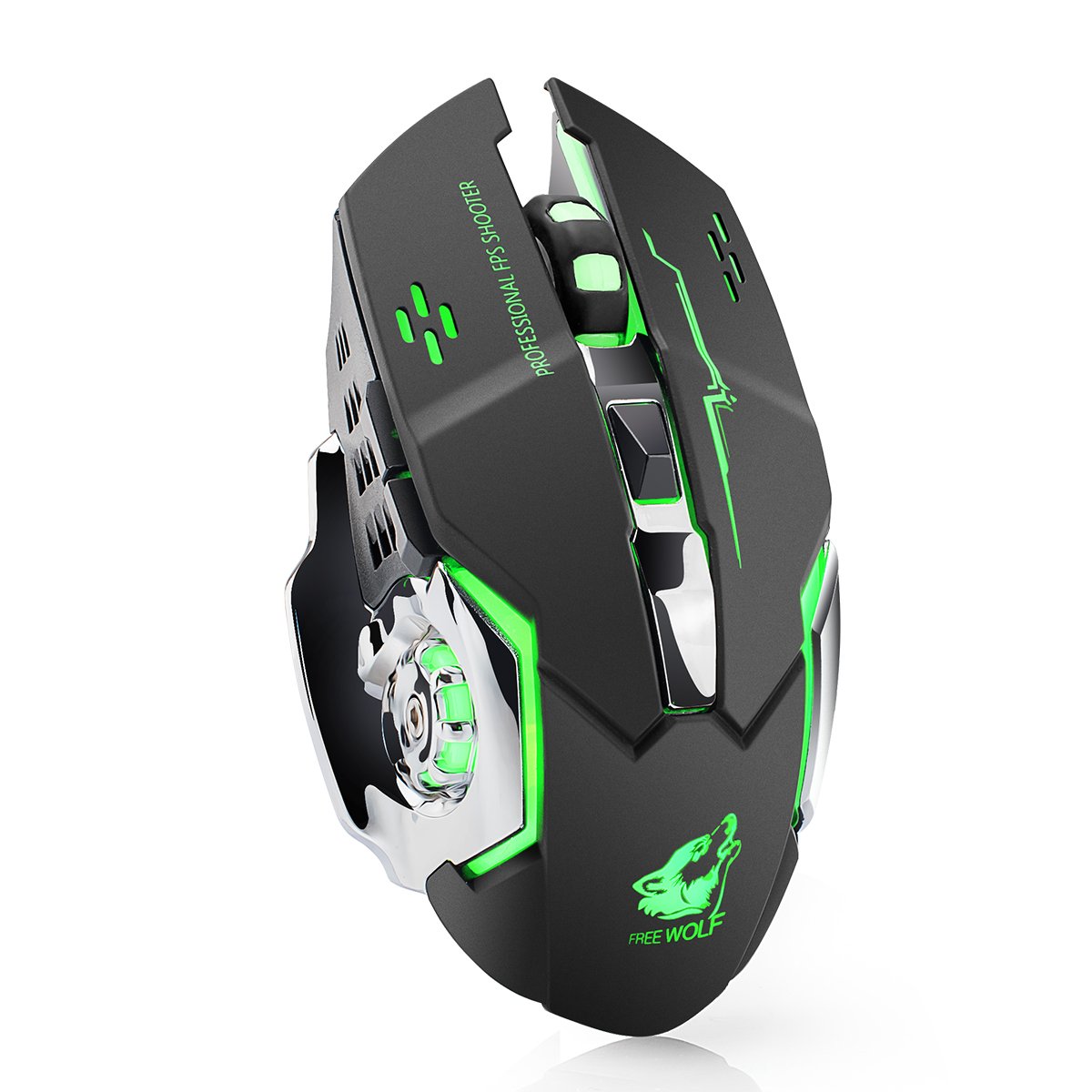LexonElec® Wireless Gaming Mouse - Rechargeable 2.4GHz Silent Optical Mouse with 7-Color LED Backlight, 1800 DPI, 6 Buttons, Ergonomic Design for PC & Laptop (Black) | Perfect for Office Work, Gaming & Travel Use