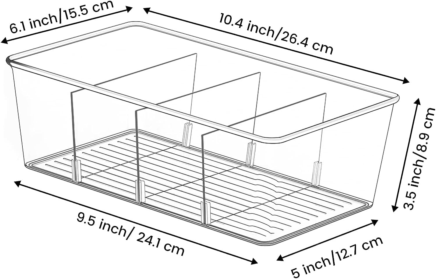 7 Pack Clear Pantry Organizer Bins with Removable Dividers - Stackable Kitchen Storage Containers for Snacks, Spices & Pouches - Perfect for Fridge, Cabinet & Pantry Organization (Space Saving Solution)