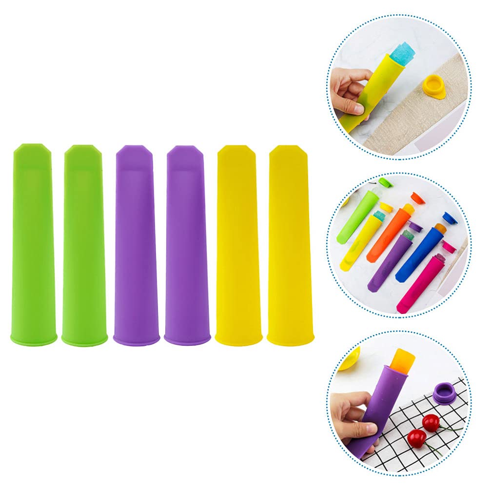 6pcs Silicone Popsicle Molds with Plastic Tray - DIY Ice Cream & Ice Pop Maker for Kids & Adults - Perfect for Summer Treats, Birthday Parties & Family Fun