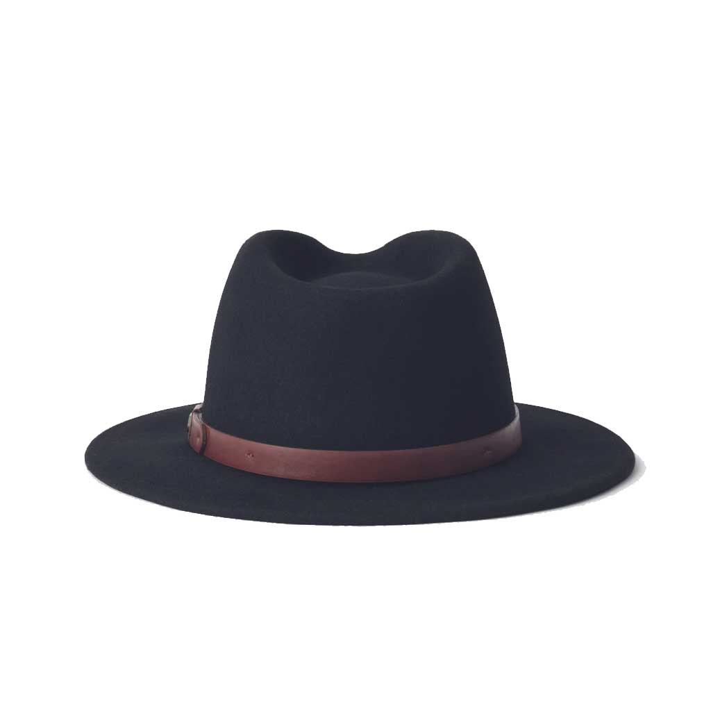 Brixton Messer Fedora Hat for Men - Classic Black Wool Felt Fedora for Outdoor, Casual, and Formal Wear