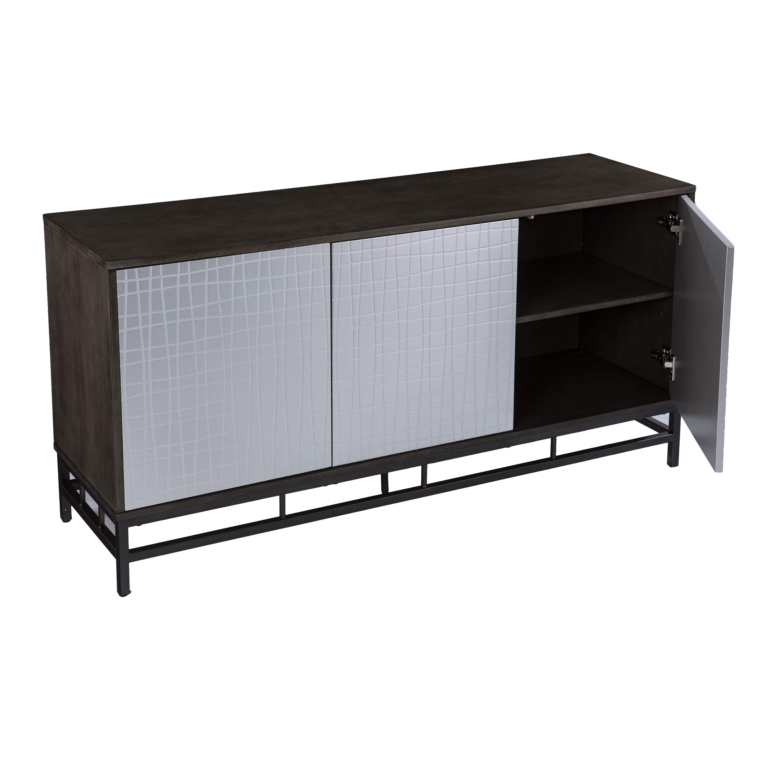 SEI Furniture Virton Contemporary Storage Cabinet - Weathered Gray & Gunmetal Gray | Modern Sideboard for Living Room, Bedroom & Office Organization