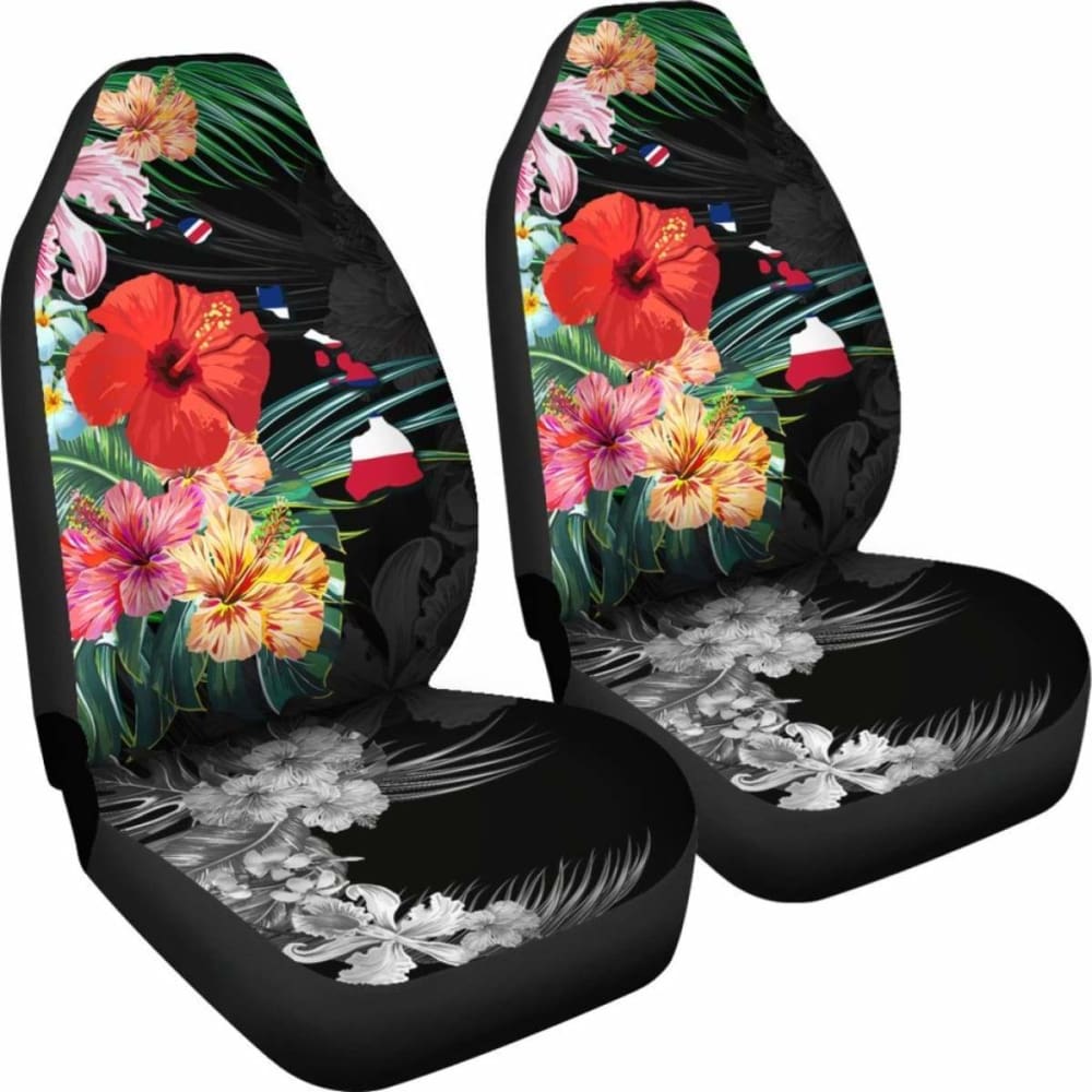 Alohawaii Hawaiian Map Hibiscus Car Seat Covers - Waterproof & Universal Fit for Cars, Trucks, SUVs - Perfect for Beach Trips, Summer Drives & Tropical-Themed Vehicles