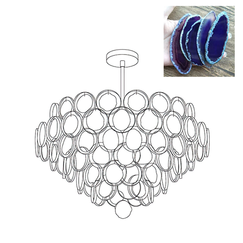Natural Carnelian Gemstone Chandelier - Handcrafted Bohemian Crystal Beaded Ceiling Light Fixture for Living Room, Dining Room & Bedroom Decor