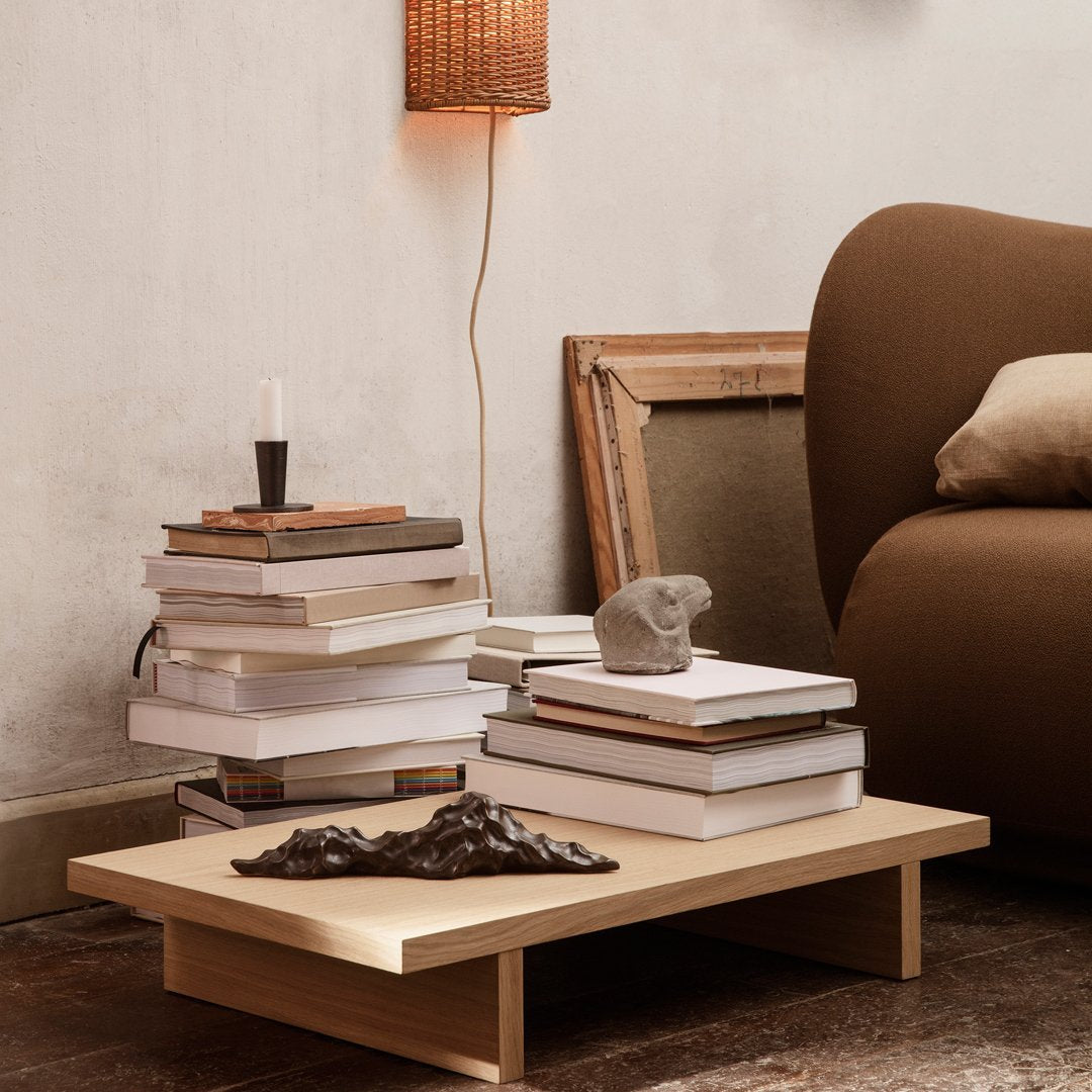 Ferm Living Kona Low Table - Modern Scandinavian Coffee Table for Living Room, Lounge & Office - Minimalist Design with Wooden Legs & Round Top