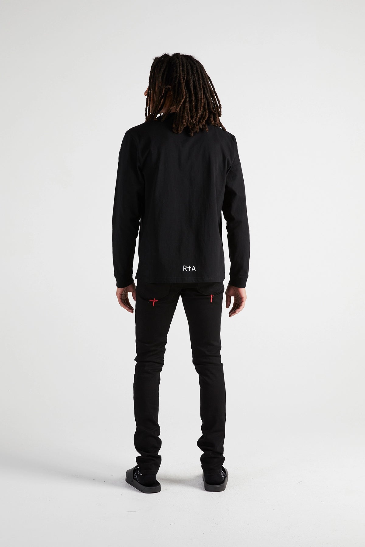 LAWRENCE Long Sleeve T-Shirt for Men - Black Cross Print Casual Top | Perfect for Streetwear, Daily Wear & Layering