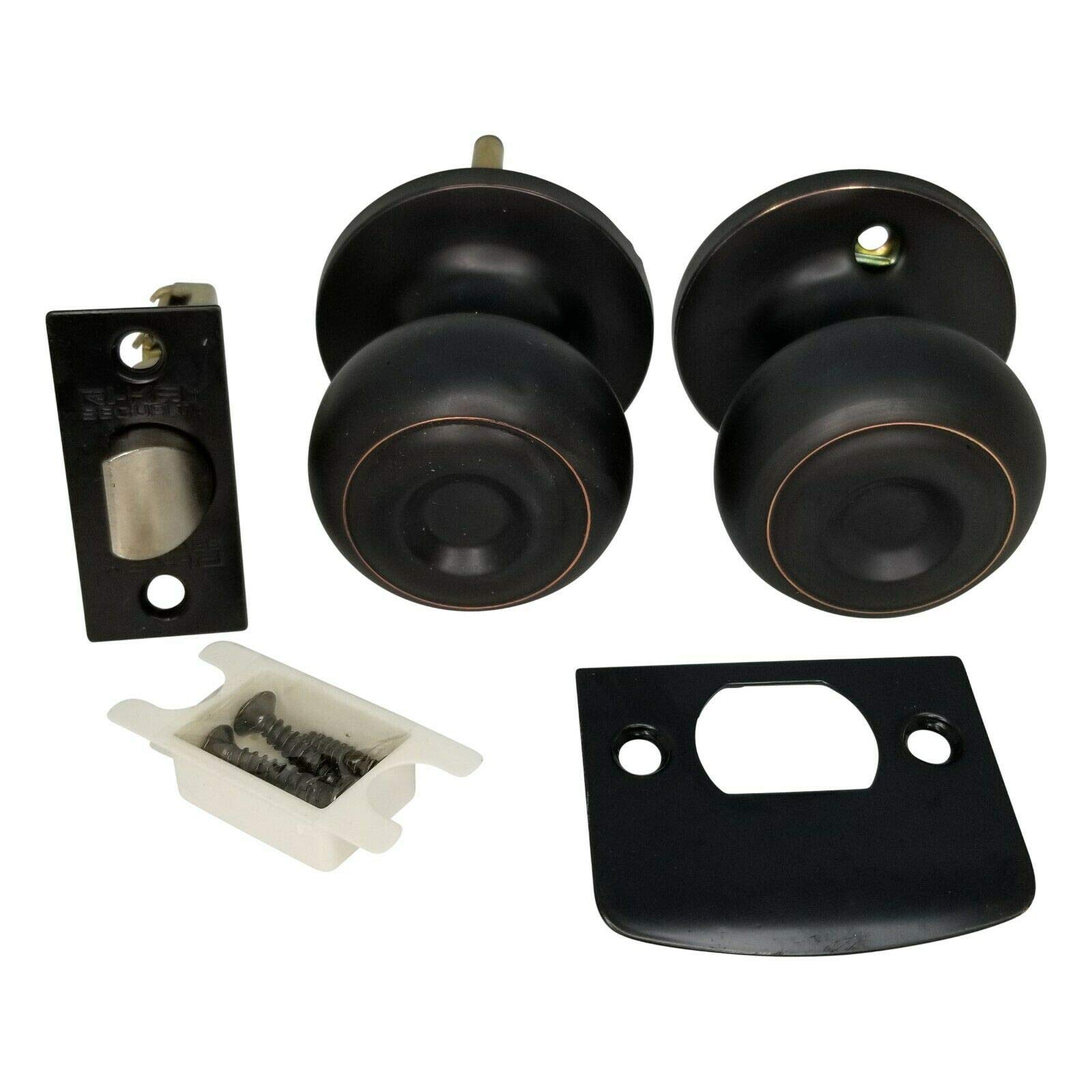 10 Pack Oiled Rubbed Bronze Passage Door Knobs - No Cylinder Lock for Interior Bedroom & Closet Doors | Smooth Operation & Easy Installation for Home, Office & Rental Properties