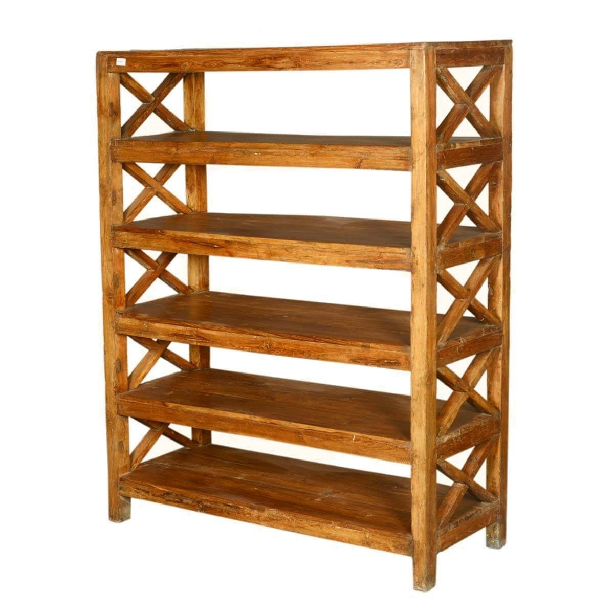 Rustic Reclaimed Wood 5-Tier Open Shelf Bookcase - Farmhouse Style Bookshelf for Living Room, Bedroom & Office Storage