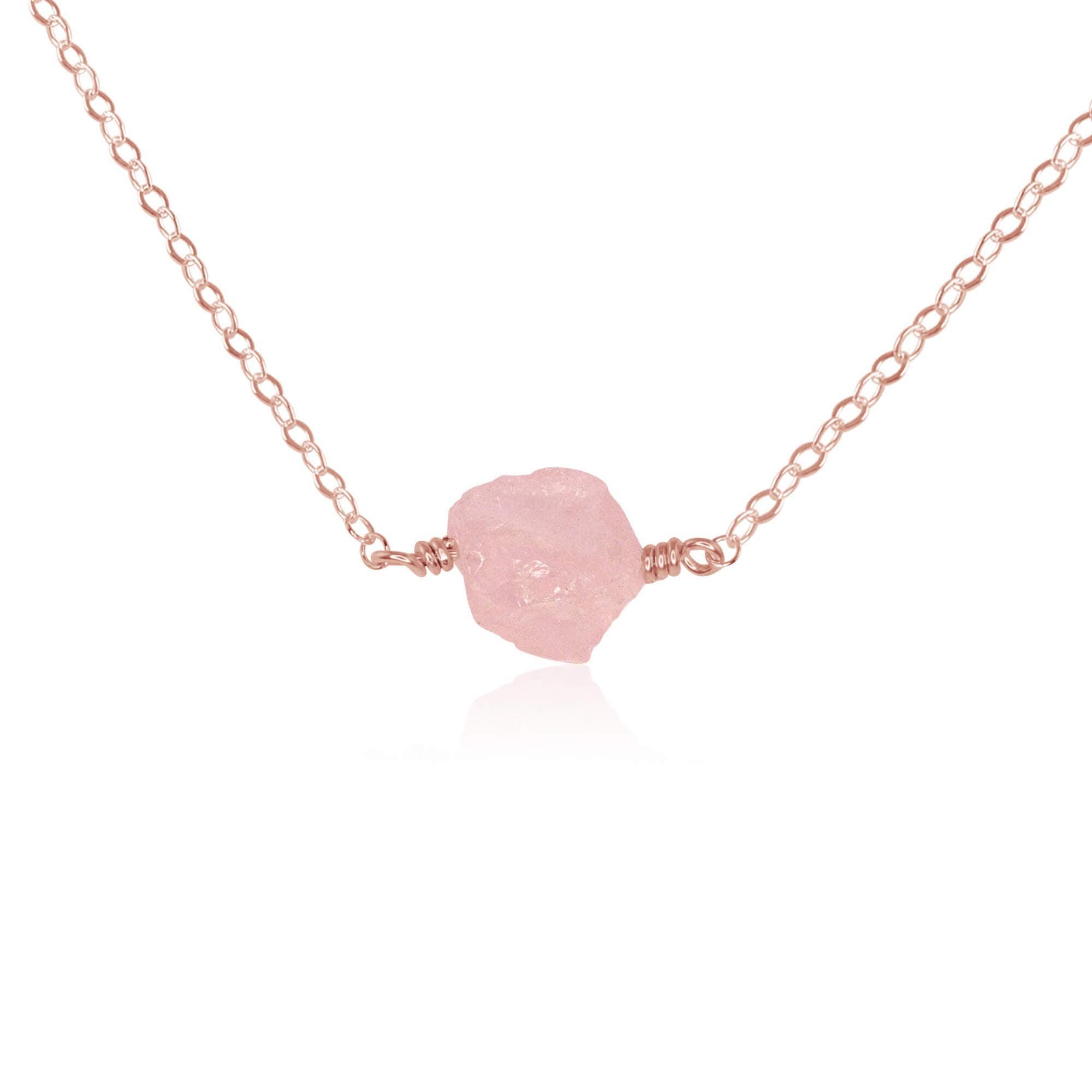 Raw Rose Quartz Crystal Nugget Necklace - Natural Healing Stone Jewelry for Women, Chakra Balancing, Spiritual Gift | Perfect for Meditation, Yoga & Everyday Wear
