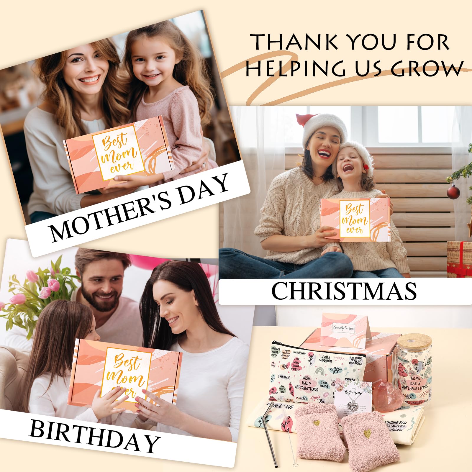 Best Christmas Gifts for Mom - Personalized Mom Necklace & Canvas Tote Bag Set - Thoughtful Birthday Present from Daughter or Son - Perfect for Mother's Day, Anniversary & Special Occasions