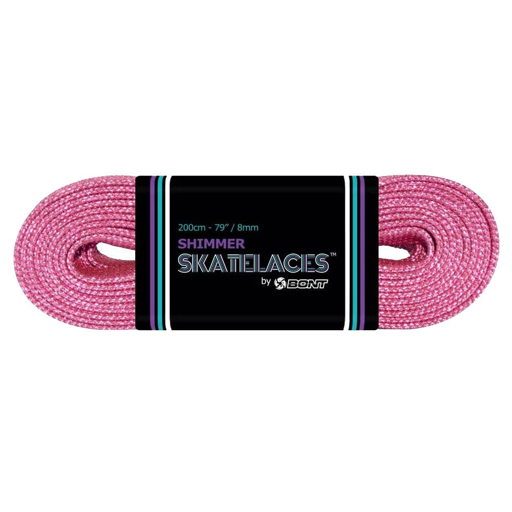 Bont Shimmer Waxed Lace - 8mm Jelly Bean Pink Roller Skate Laces for Artistic Skating & Derby - Premium Waxed Shoelaces for Enhanced Grip & Durability
