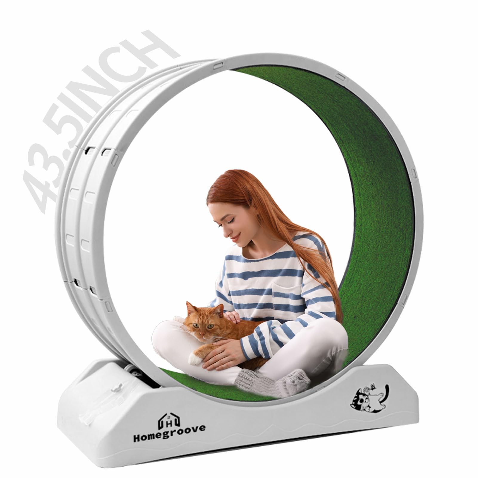 45 Inch Cat Exercise Wheel for Indoor Cats - Durable Plastic Cat Running Wheel with Soft Carpeted Runway - Large Cat Treadmill Exerciser for Fitness & Health - Perfect for Small Apartments & Active Cats