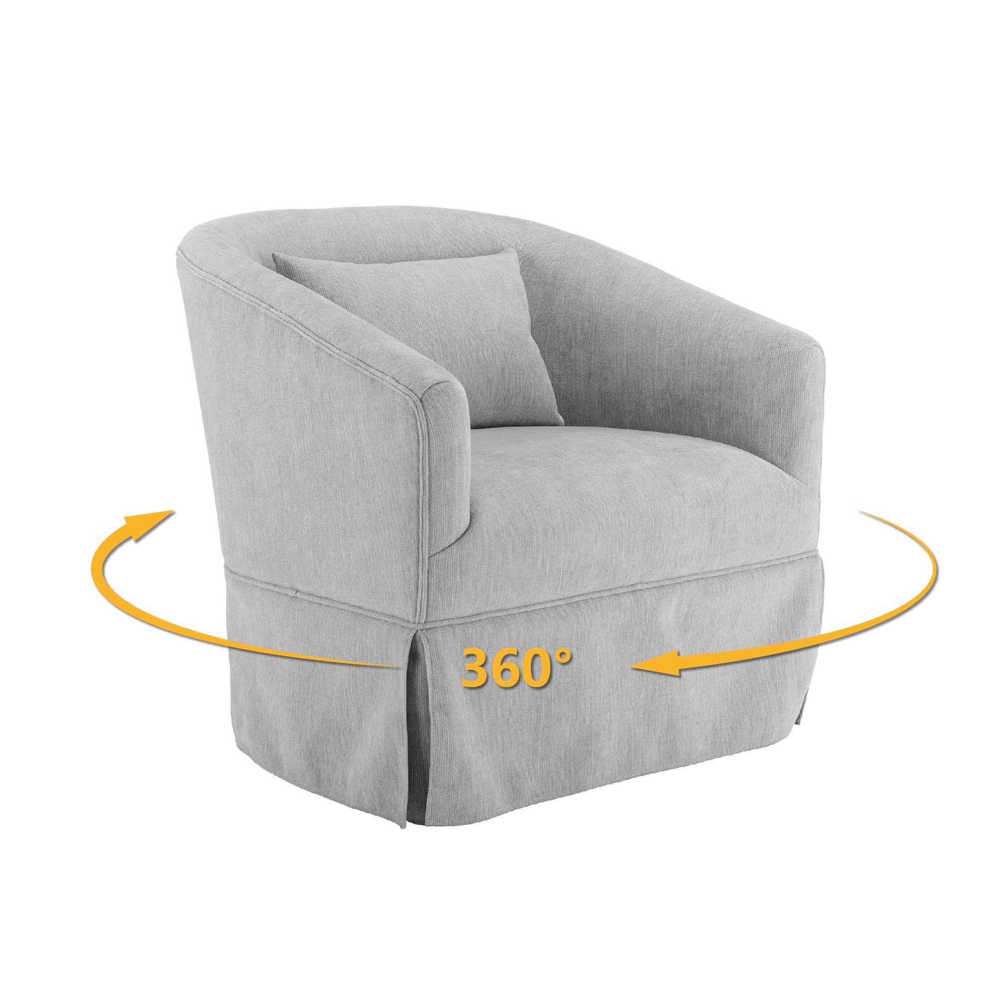 360 Degree Swivel Accent Barrel Chair - Modern Upholstered Single Sofa Armchair with Pillow for Living Room, Bedroom, Office & Nursery | Cozy Leisure Club Reading Chair for Relaxing, Working & Studying (Black)