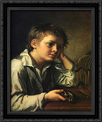 Vasily Tropinin Boy With A Dead Goldfinch 20x24 Canvas Art - Elegant Black Ornate Wood Frame - Perfect for Living Room, Bedroom & Office Wall Decor