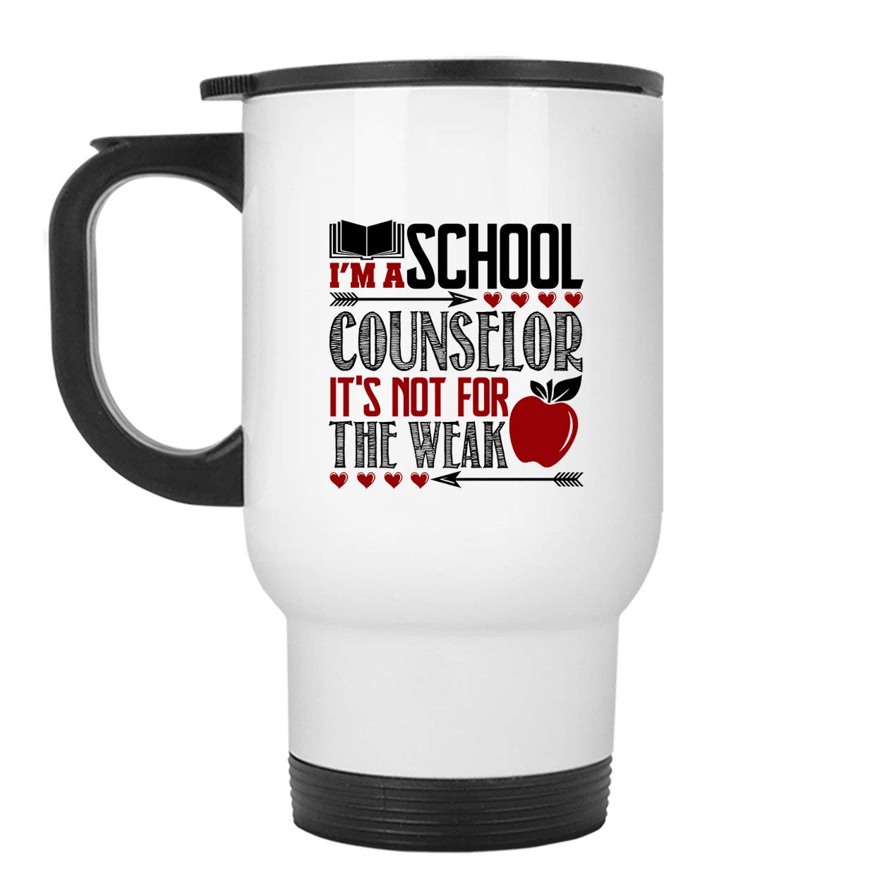 Stainless Steel Travel Mug - Motivational School Counselor Gift - Insulated White Coffee Cup for Teachers, Office & Commuting