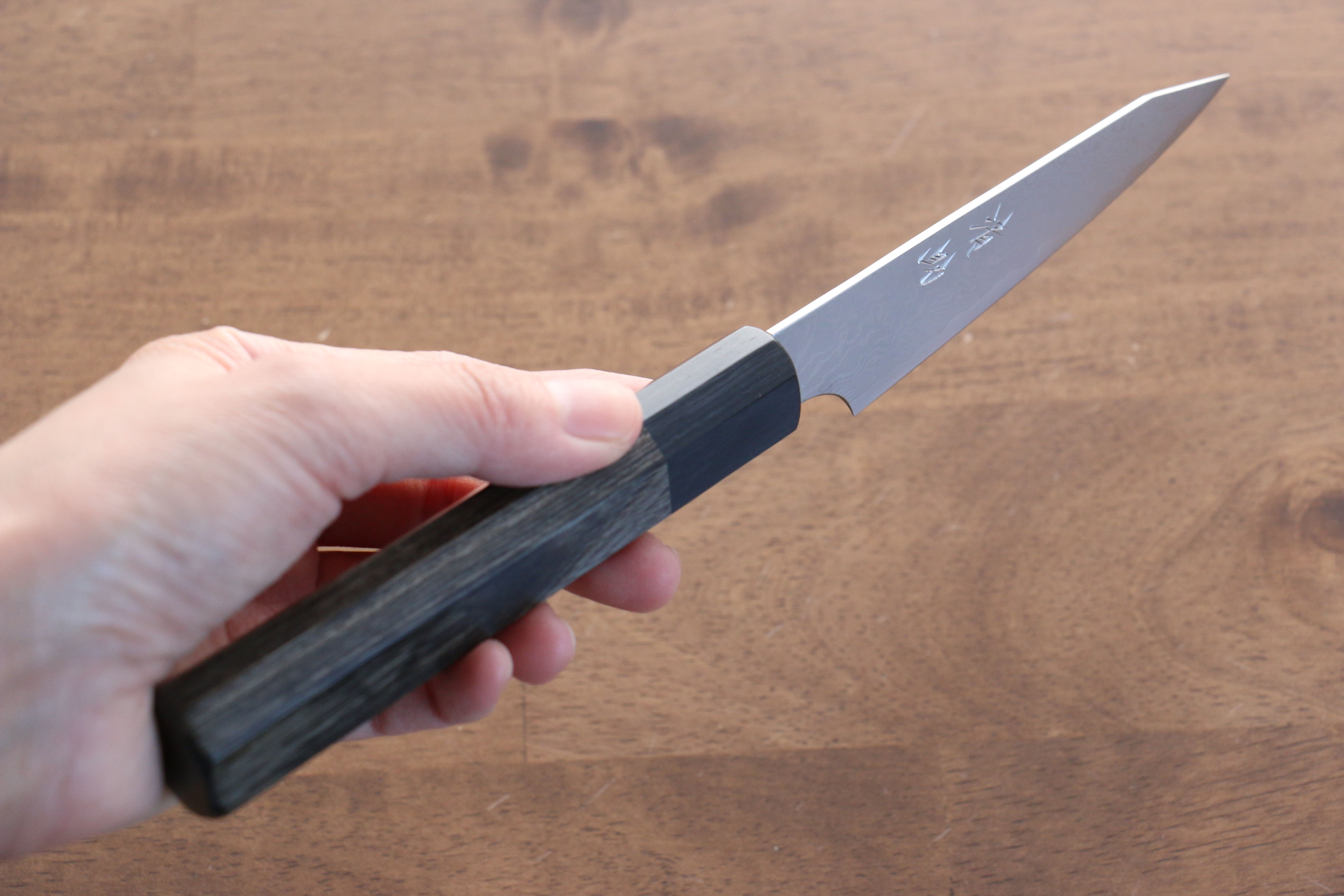 Premium Seisuke VG10 33-Layer Damascus Kiritsuke Petty Utility Knife 105mm - Gray Pakkawood Handle - Perfect for Sushi, Vegetables & Precision Kitchen Tasks