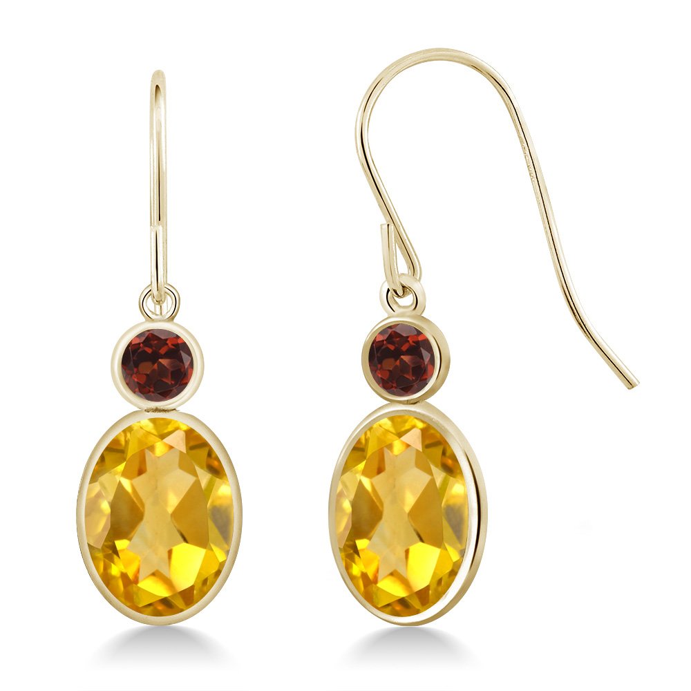 2.74Ct Citrine Garnet Gold Dangle Earrings for Women Party