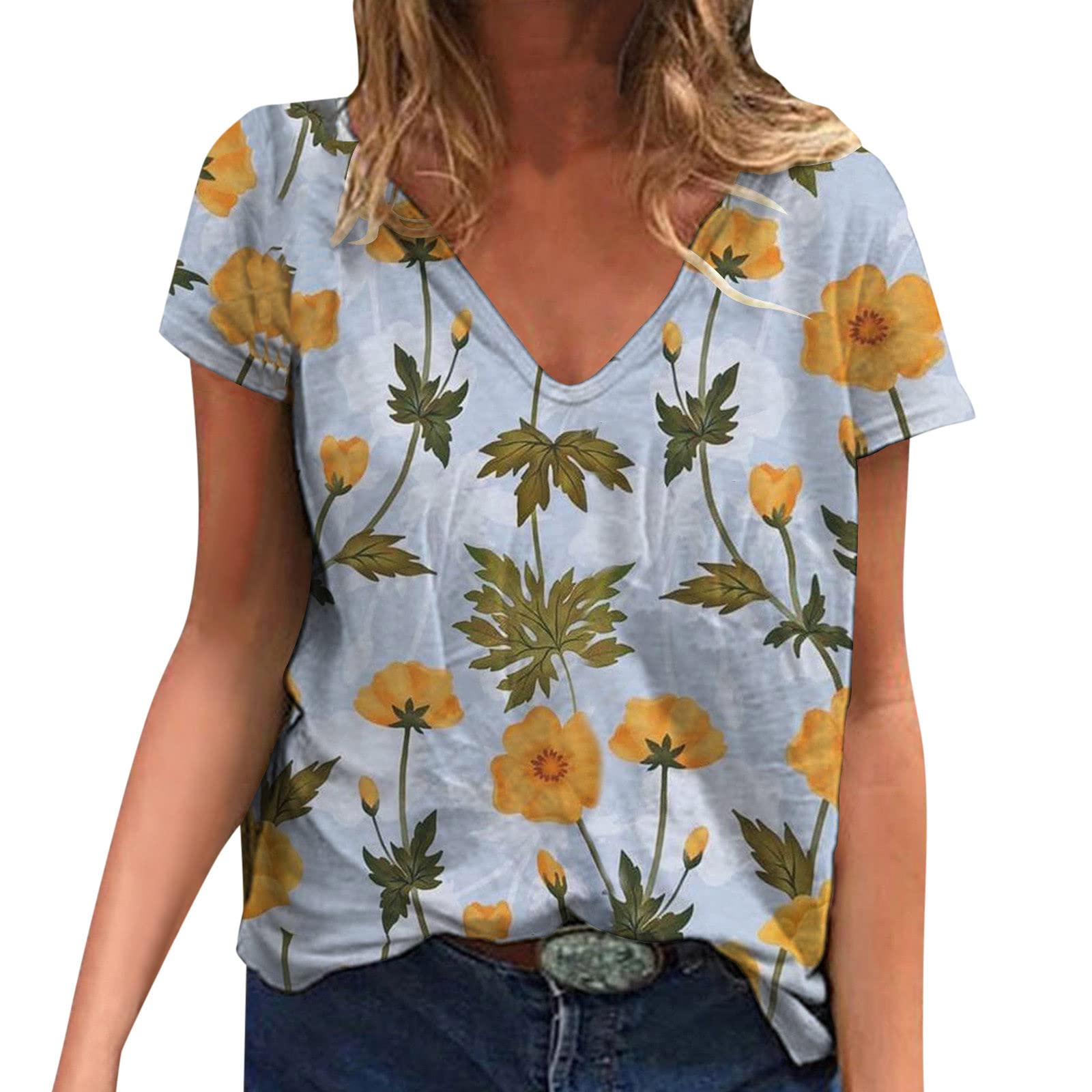 Plus Size Women's Summer Tops - Short Sleeve Casual Blouse & Floral Tunic T-Shirts for Workout & Office Wear | Loose Fit Graphic Tees for Women