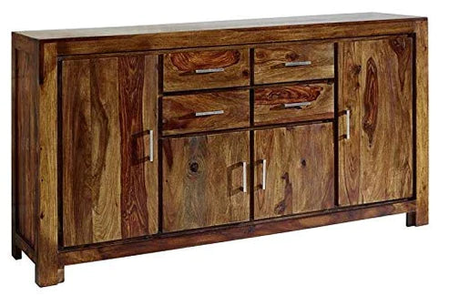 Gfine Solid Sheesham Wood Sideboard - 4 Doors & 4 Drawers, 160x40x95cm - Perfect for Living Room Storage, Dining Room Buffet & Entryway Organization
