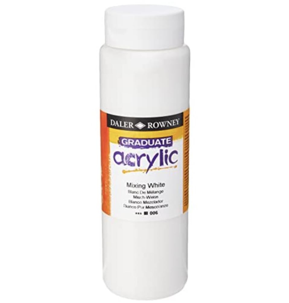 Daler Rowney DR12350006 Graduate Acrylic Blend Paint - 500ml (17 oz) White - Professional Acrylic Paint for Artists, Canvas Painting & DIY Crafts