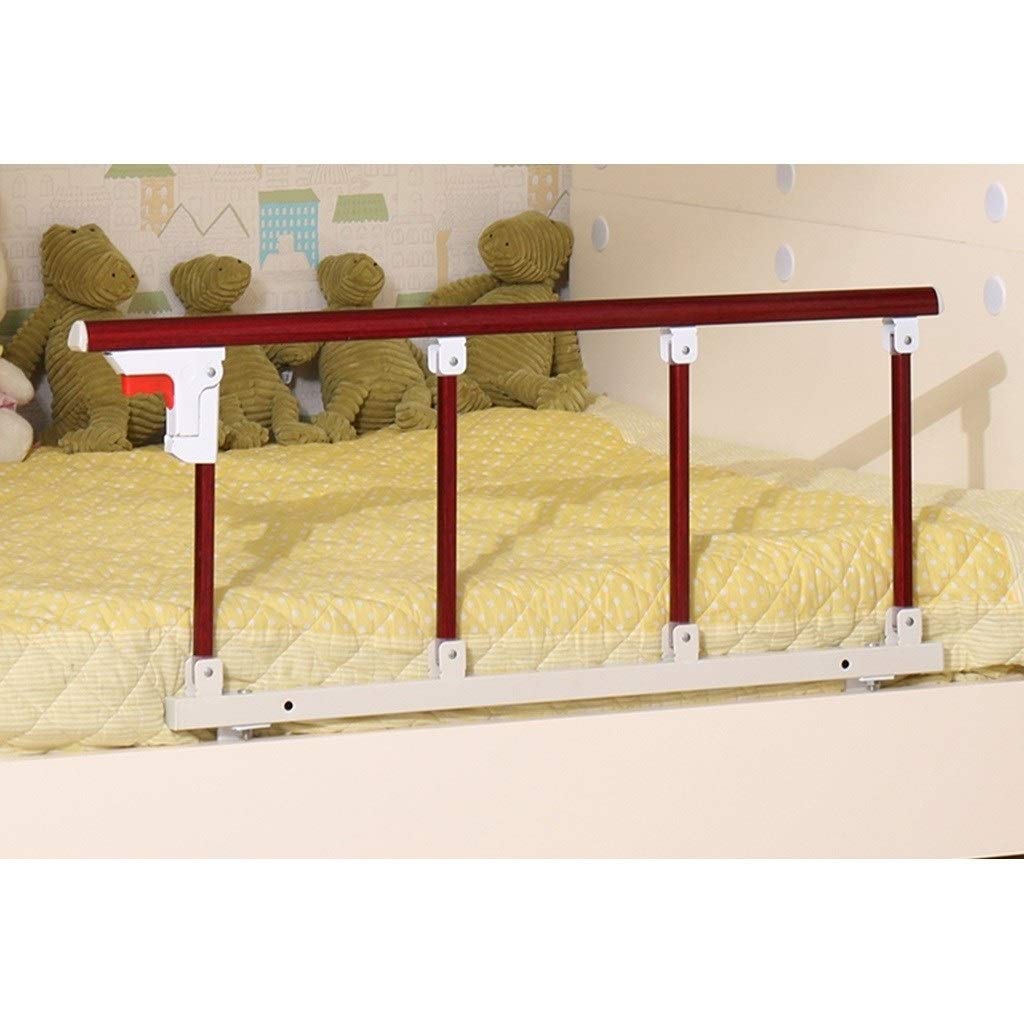 Elderly Bed Rails Guard - Metal Red Wood Grain Swing Grab Bar for Adults & Handicap Safety | Folding Assist Handle for Home Care & Bedside Support | Perfect for Seniors, Mobility Assistance & Fall Prevention