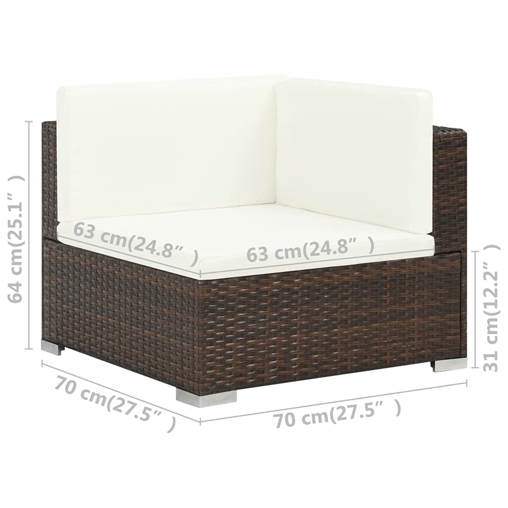 6-Piece Brown Poly Rattan Patio Lounge Set with Cushions - Outdoor Furniture for Garden, Poolside & Backyard (116 lbs)