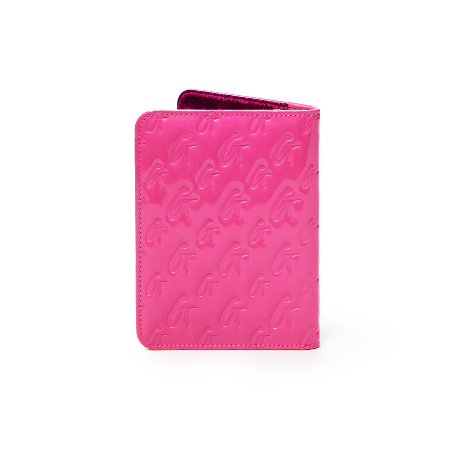 Monogram Passport Holder in Mirror Hot Pink - Stylish Travel Accessory for Women & Men - Perfect for Airports, Vacations & Business Trips