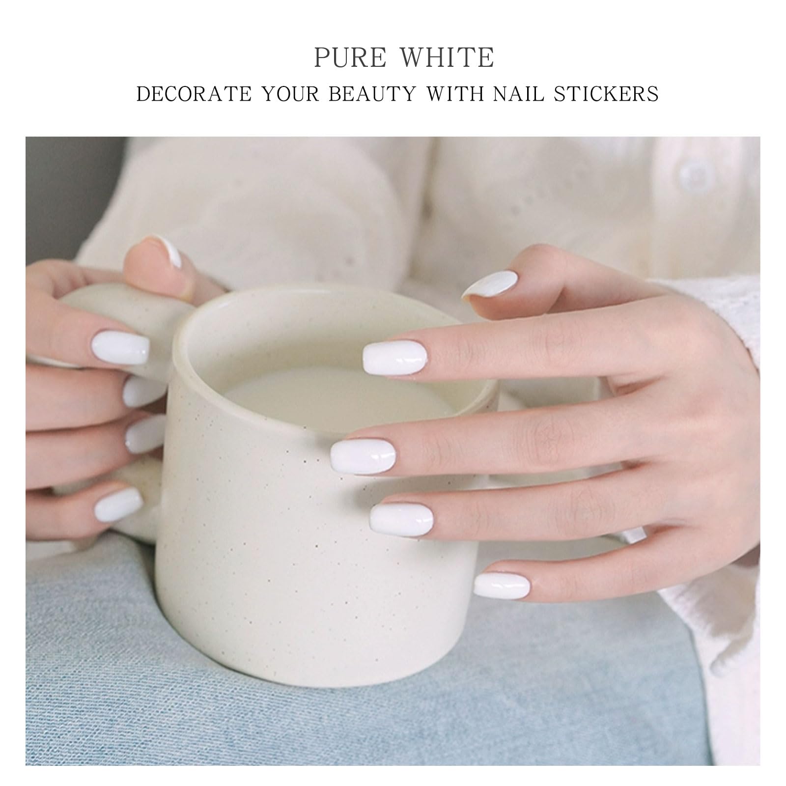 JMEOWIO White Semi-Cured Gel Nail Stickers & Strips - DIY UV/LED Gel Nail Wraps for Salon-Quality Nail Art Designs | Perfect for Home Manicures, Parties & Special Occasions
