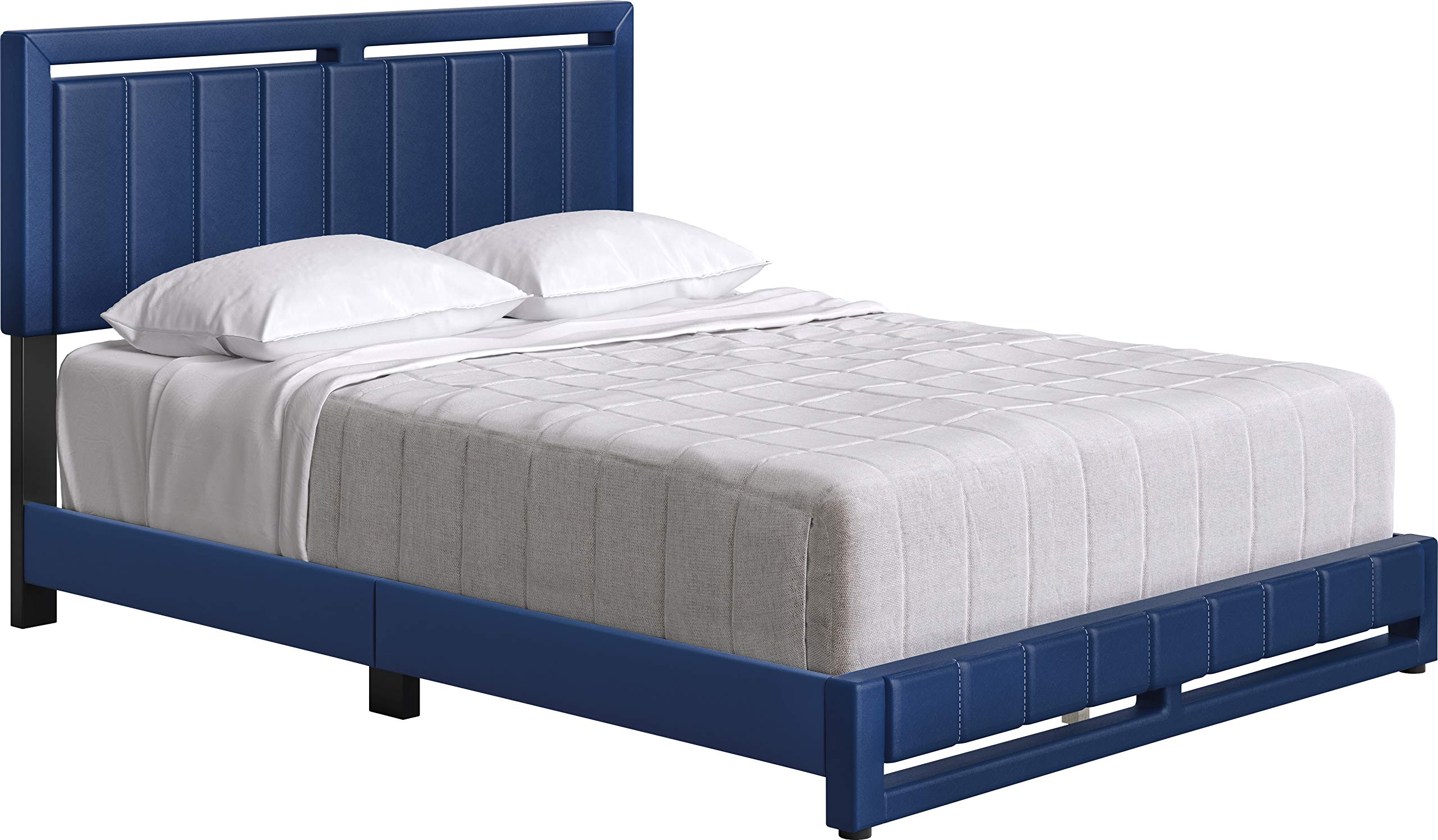 Boyd Sleep Beaumont Upholstered Queen Platform Bed with Headboard - Black Faux Leather - 14 Wood Slat Support Mattress Foundation (No Box Spring Needed) for Bedroom, Guest Room & Master Suite