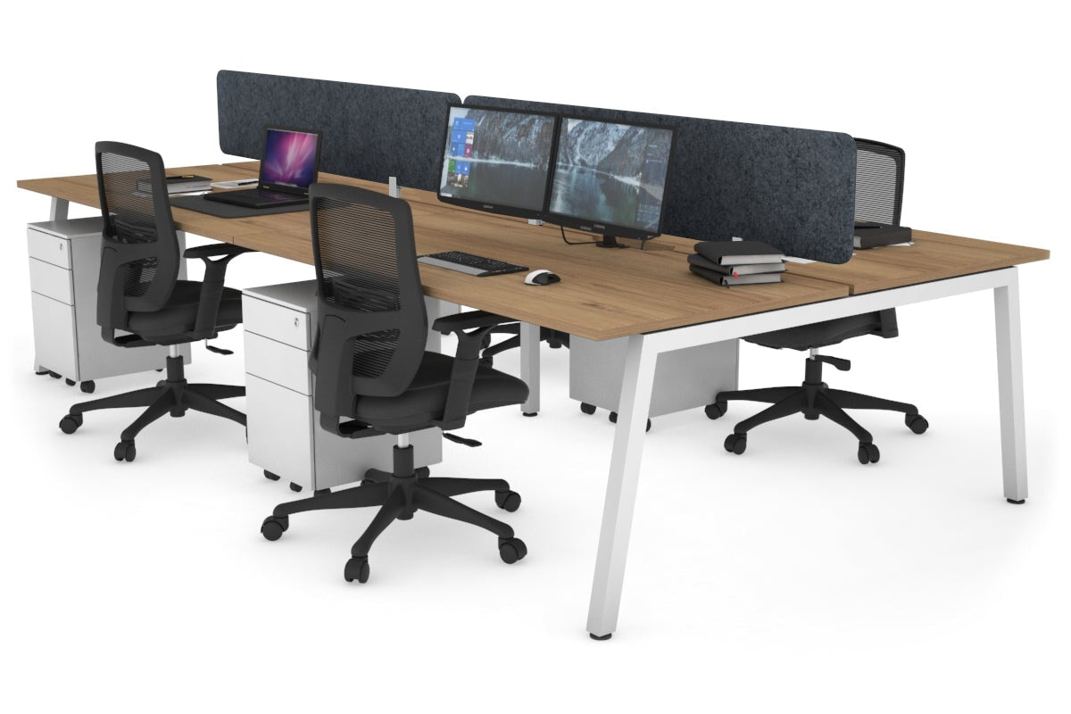 Quadro 4-Person Office Workstation Desk - 1200L x 800W with Cable Management Scallop - Perfect for Collaborative Workspaces, Team Meetings & Open Office Environments