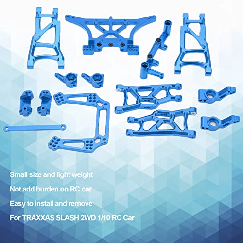Upgraded RC Front & Rear Suspension Arm Kit - High-Performance 1/10 Scale Aluminum Alloy Parts for TRAXXAS SLASH 2WD RC Cars (Blue) - Perfect for Off-Road Racing, Bashing & Drifting