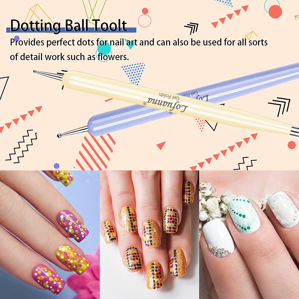 Lofuanna 6-Piece Nail Art Brush Set - Professional Acrylic Nail Brush, Nail Polish Brush, Dotting Pen for DIY Manicure & Nail Design | Perfect for Home Salon, Professional Use & Nail Art Beginners