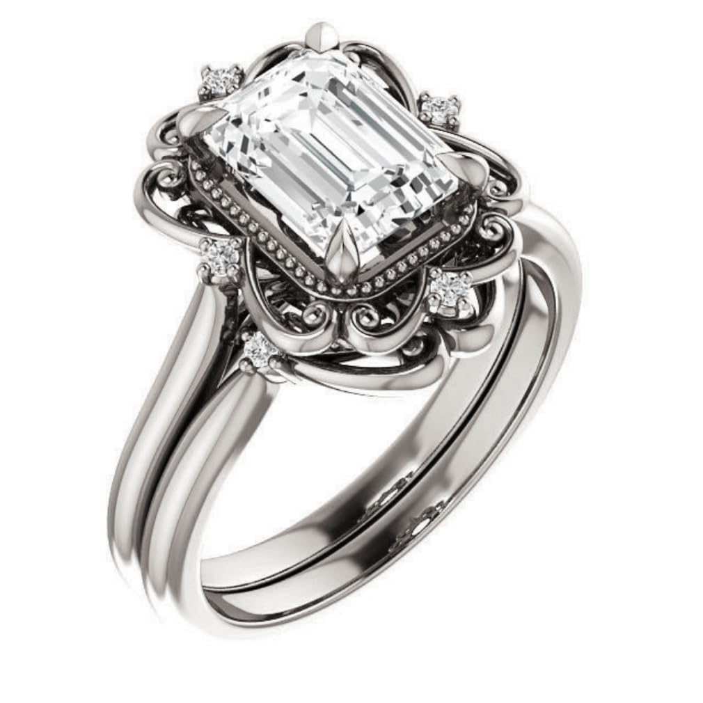 1-3 CT Emerald Cut Moissanite Engagement Ring Set for Women - Vintage Style Solitaire Halo Wedding Ring in 925 Silver/10K/14K/18K Gold - Anniversary & Promise Gift - Perfect for Proposals, Weddings & Special Occasions